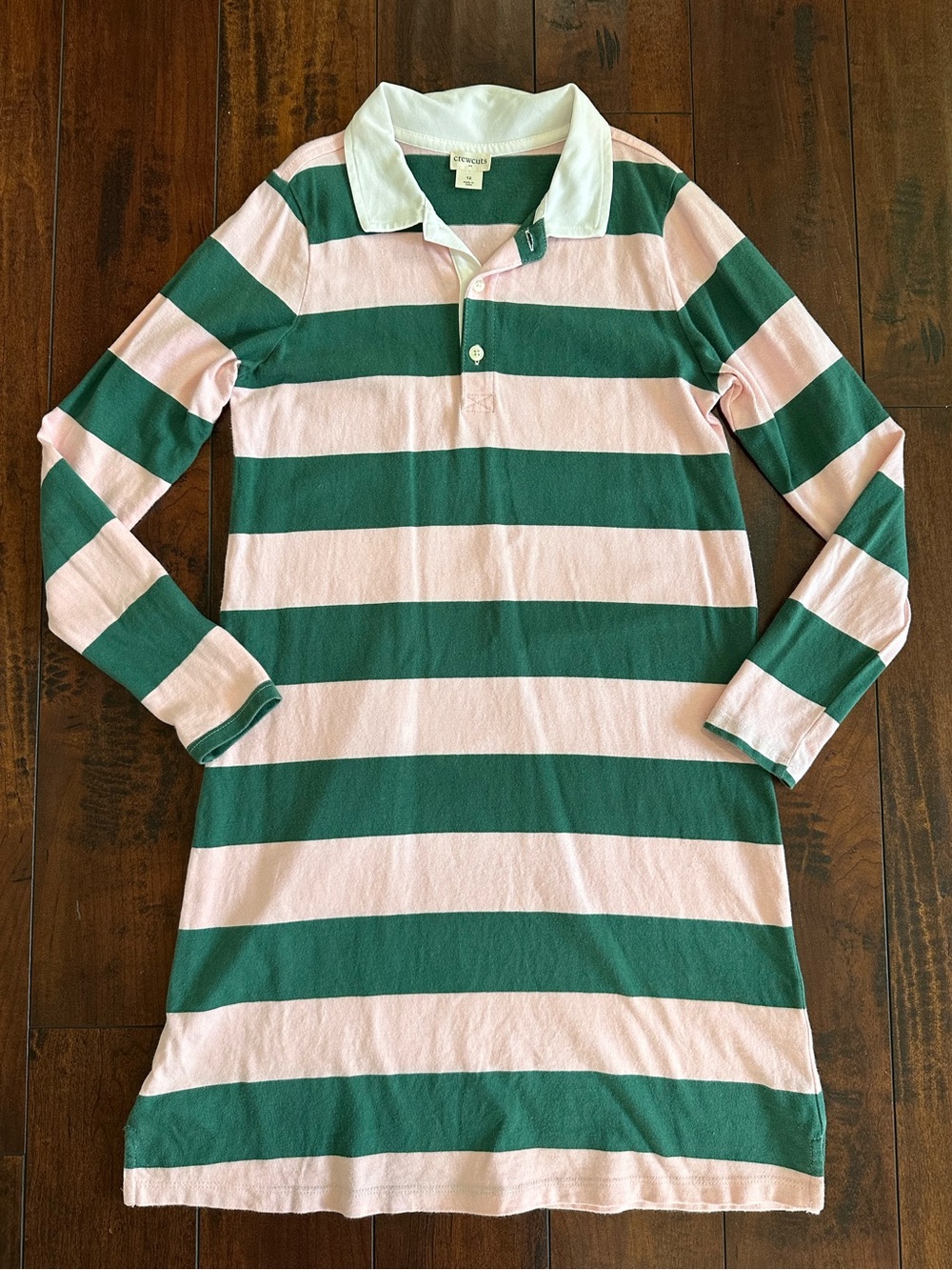 Crewcuts Girls Pink & Green Striped Rugby Polo Dress Size 12